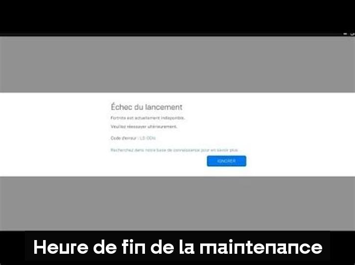 Heure de fin de la maintenance